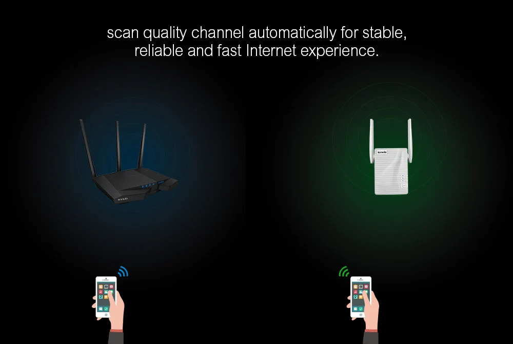Tenda A18 двухдиапазонный Wi-Fi ретранслятор AC1200Mbps расширитель диапазона Усилитель сигнала простая настройка двух внешних всенаправленных антенн