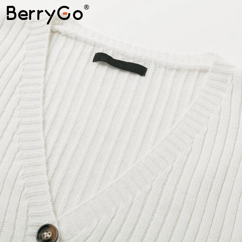 BerryGo трикотажное платье из двух предметов, элегантный осенне-зимний женский свитер, платье, костюм с пуговицами и поясом, Женский костюм с юбкой с длинным рукавом