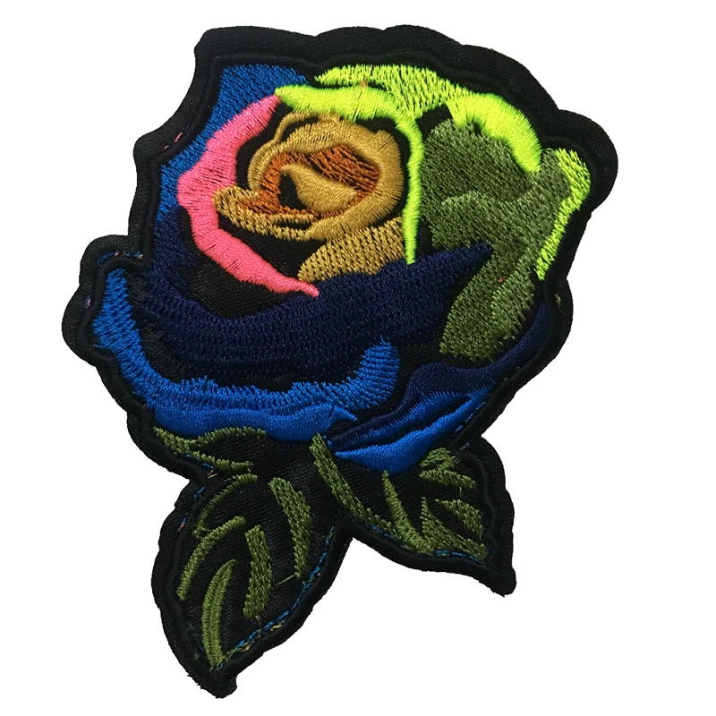5 шт./лот красочные вышитые розы цветочные патчи для одежды рюкзак Цветочная