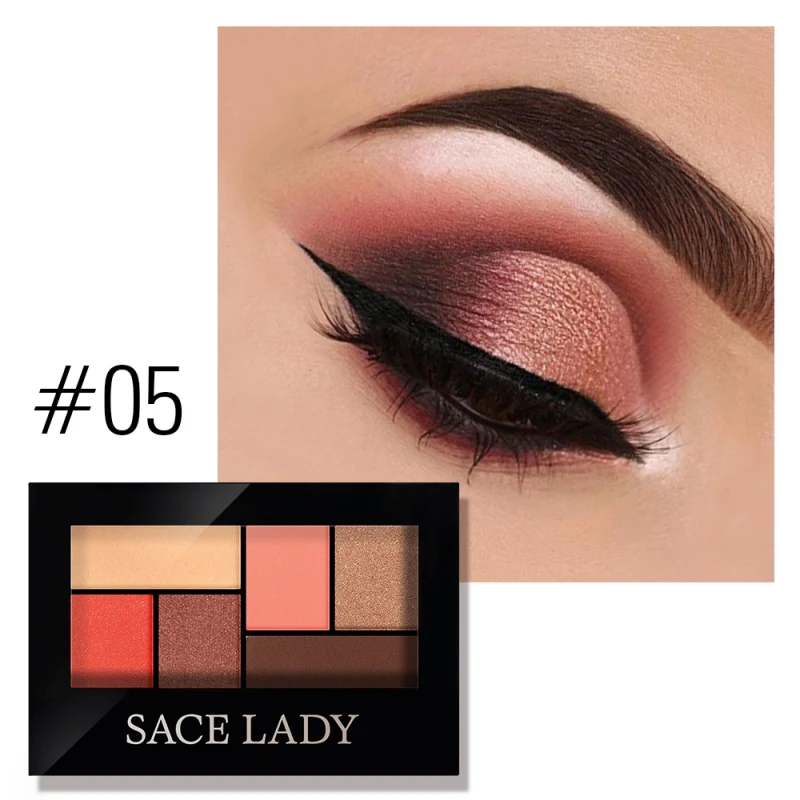 5 6-color Long Lasting Eyeshadow Palette Waterproof Colorfast Eye Shadow Powder Recommend - Цвет: 5