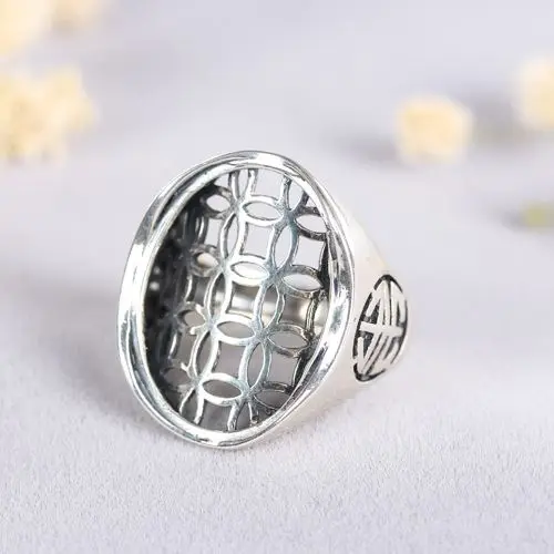 Полукрепежное обручальное кольцо 18x24 мм в стиле арт-деко 925 пробы Sivler овальный