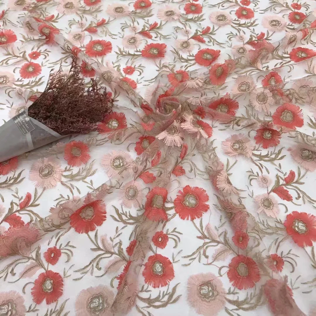 BEAUTIFICAL 3d lace fabrics 5 yards african net fabric with embroidery nigerian french high quality JYN269 | Дом и сад