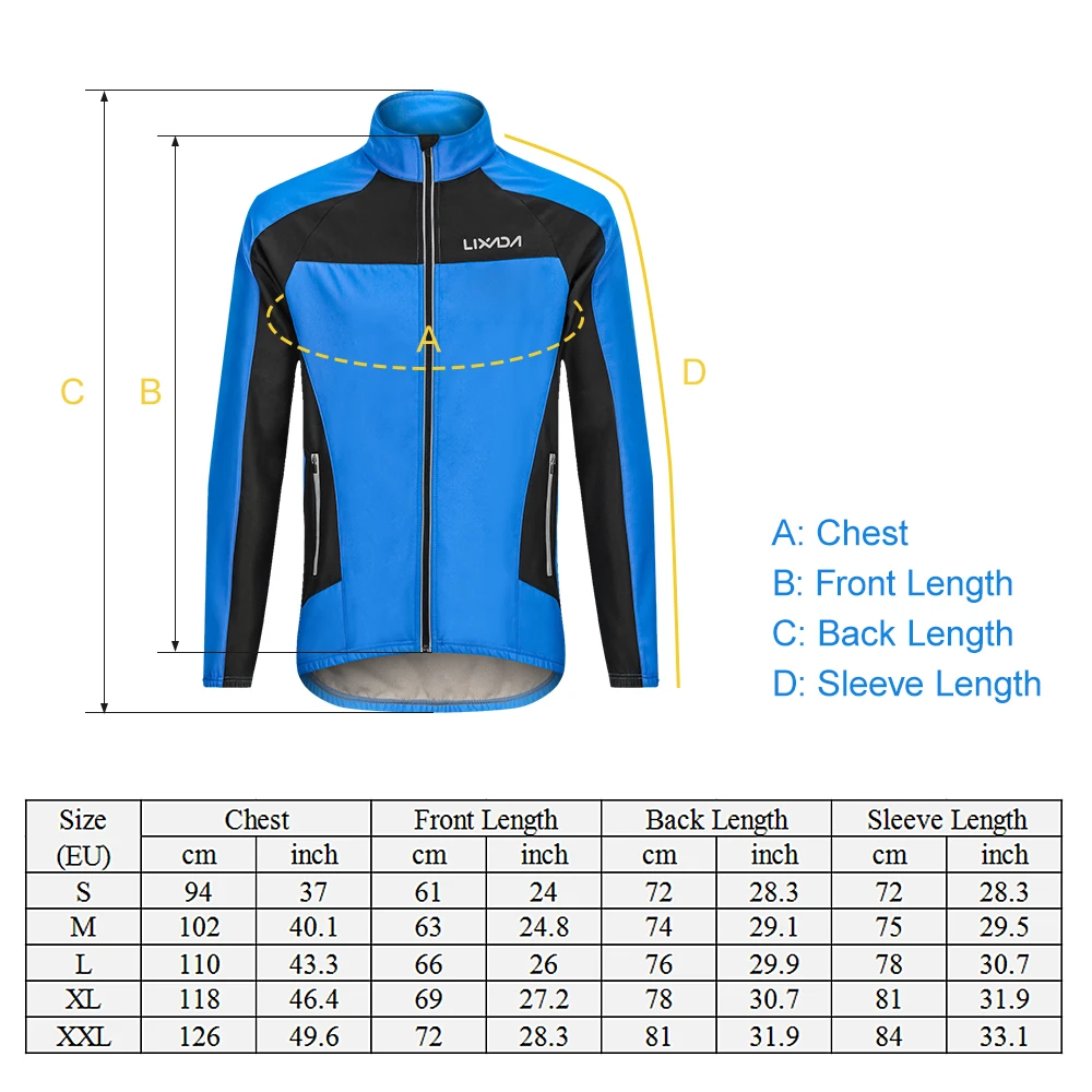 Мужская зимняя велосипедная куртка Lixada ветрозащитная Теплая Флисовая с длинным