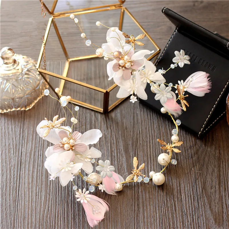 Новинка диадема в японском стиле для милых девушек Шелковый обруч с перьями