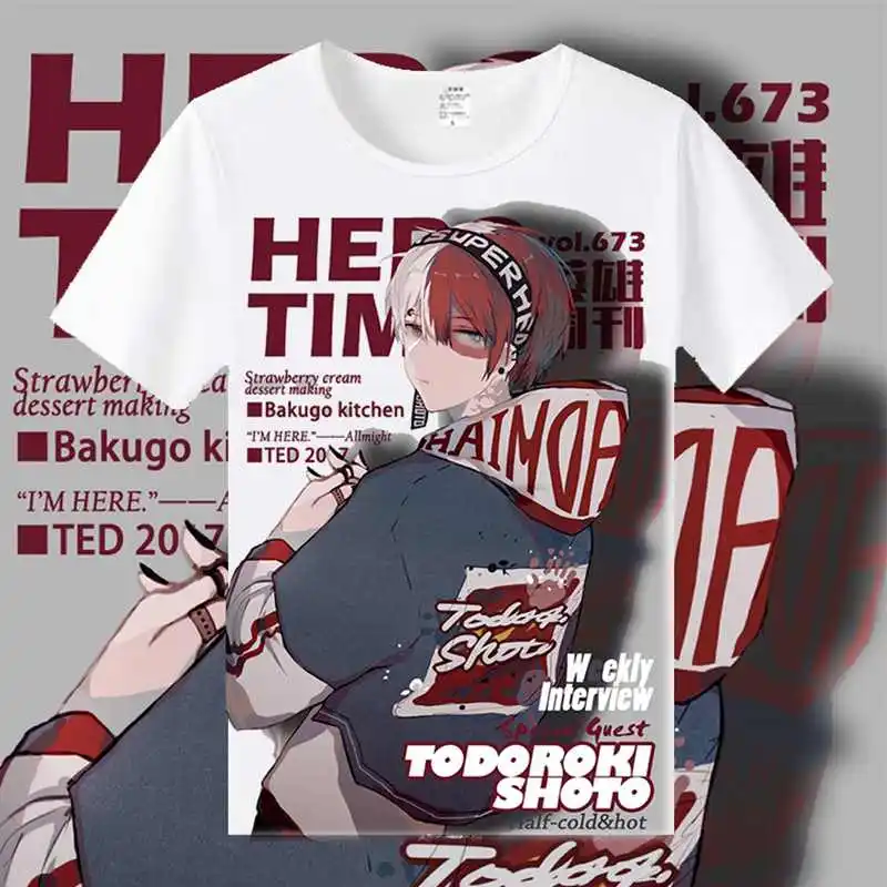 Летняя спортивная футболка с аниме Моя геройская Академия топы Boku no Hiro Akademia Shoto