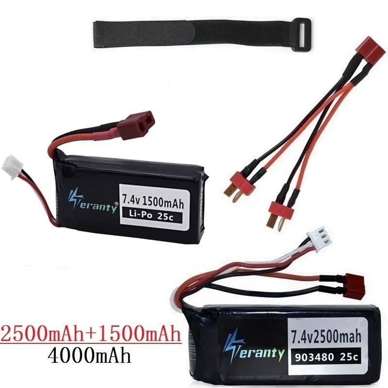 Синий Обновленная 4000mAh 5000MAH 7,4 v lipo батарея для Wltoys 12428 12423 RC автомобилей запасные части 7,4 V 2500mah батарея/1500 mah батарея 903480 - Цвет: Синий