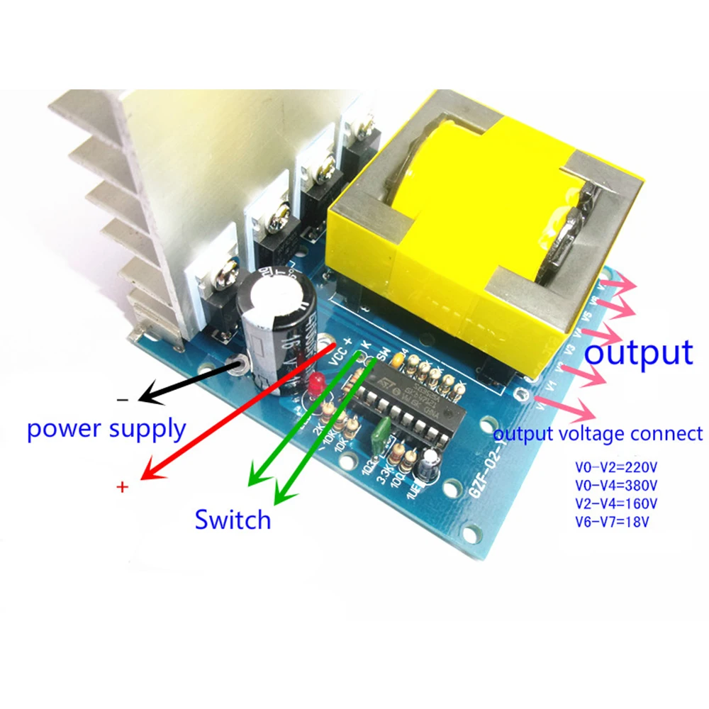 

SUNYIMA DC-AC Converter DC 12V 24v To AC 220V 380V 500W Inverter Board Pre Booster Module For Lighter Rice Cooker AS Pure
