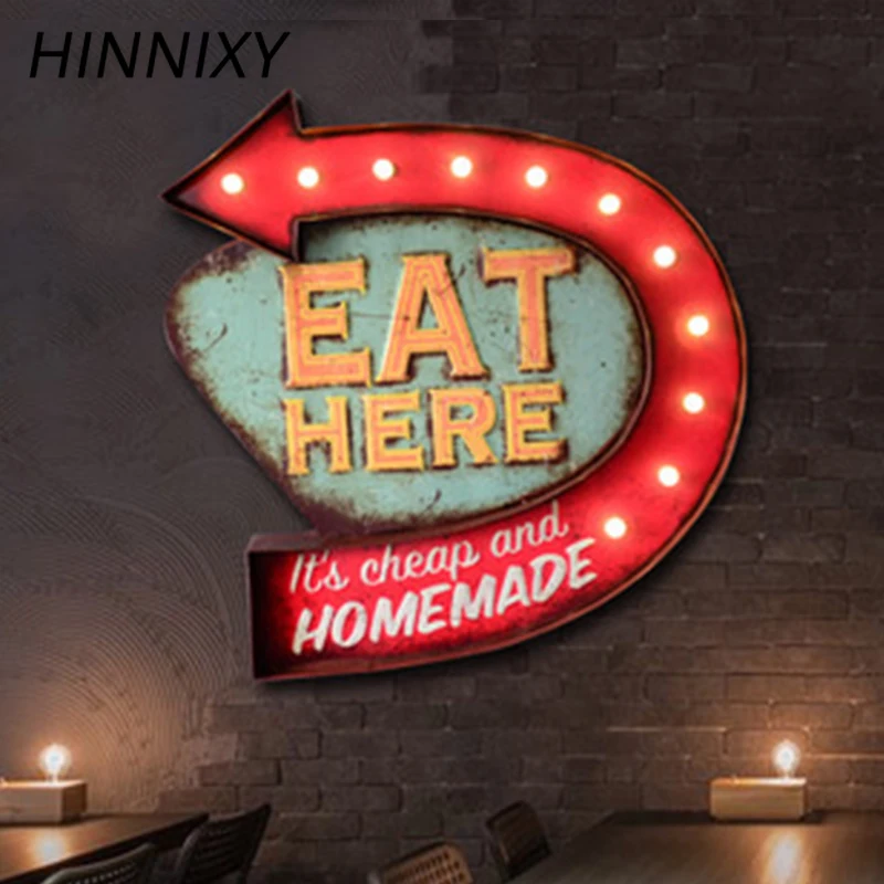 Hinnixy, Ретро американский стиль, Ночной светильник, настенный светильник для бара, ресторана, кафе, диско, домашний декор, железный художественный светильник, светильники