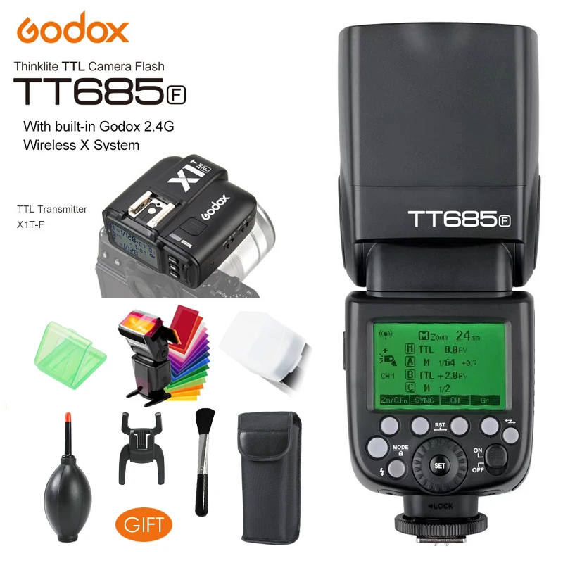 

Godox TT685F 2.4G Wireless GN60 HSS 1/8000 s TTL Flash Speedlite, X1T-F Trigger for Fujifilm Fuji X-Pro2/X-T20/X-T10/X-T1/X-T2