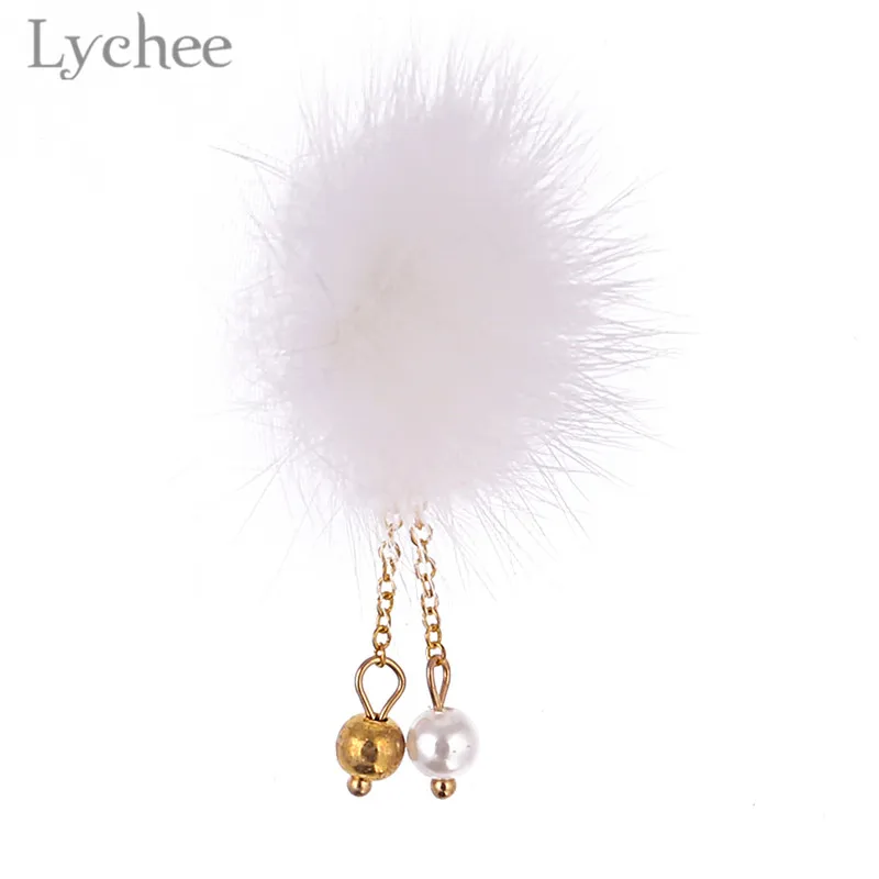 Lychee Модный меховой шар кисточки ногтей магнит женский брелки Kawaii помпон пушистые