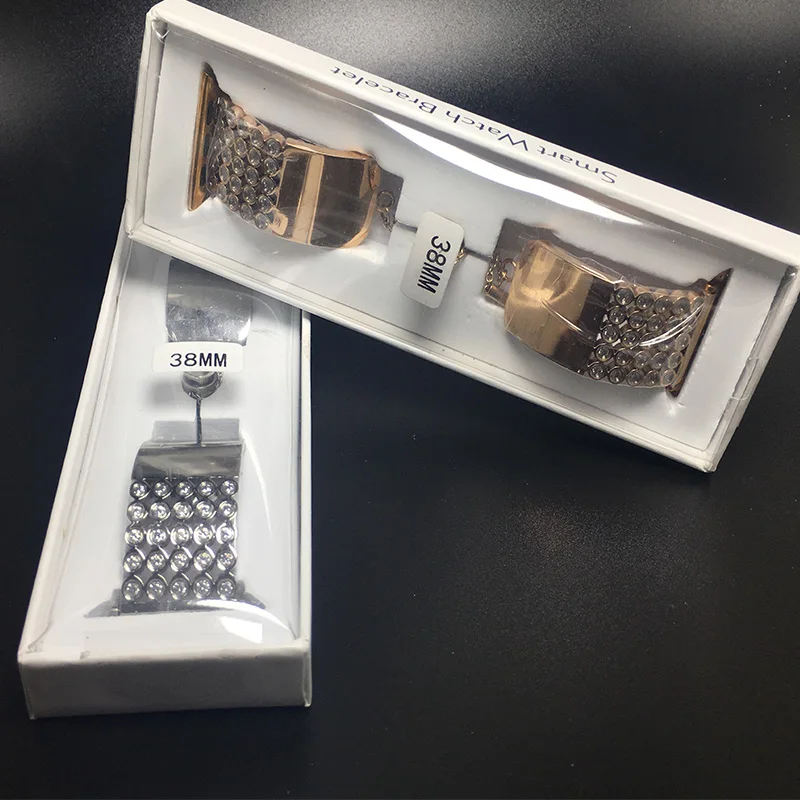 Роскошные Для женщин 25pcs-Diamond ремешок для наручных часов Apple Watch Series 4/3/2/1 браслет Нержавеющая сталь ремешок для наручных часов iWatch, 4 38 мм 40 мм браслет