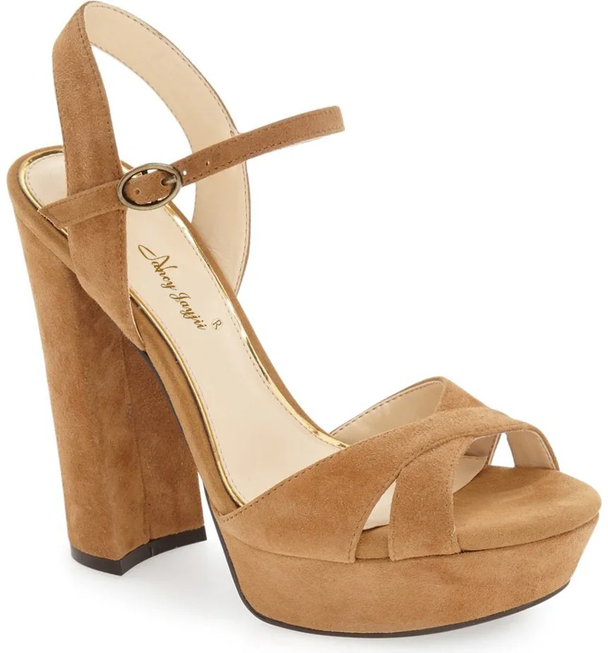 Женские замшевые сандалии ручной работы с открытым носком на платформе и высоком