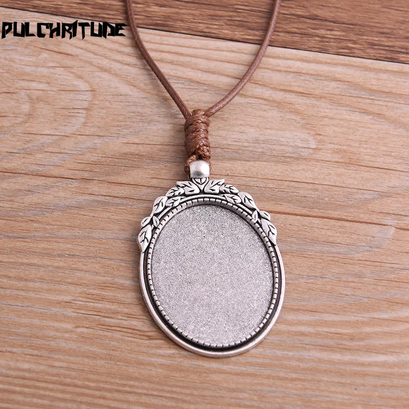 Сплав цинка 30*40 мм Овальный Кабошон Настройки пустая Камея основа Подвески лоток