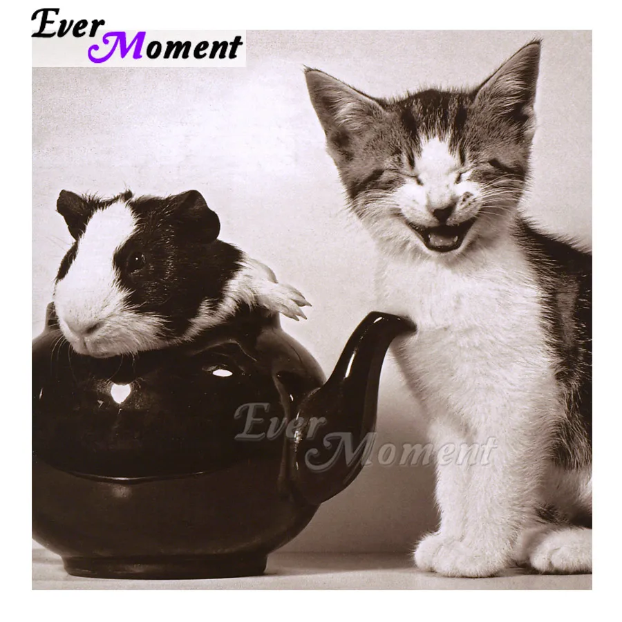 

Ever Moment Алмазная картина, стразы, мозаика, кошачья мышь, украшение для дома, алмазная вышивка, Декор, ASF1586