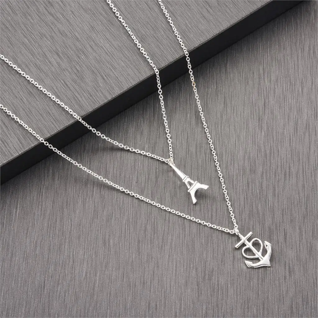 Ксвинд Бохо Сердце Стрела Длинные Подвески Ожерелья Леди Чокер Винтаж Ожерелье Многослойная Украшения на Эйфелевой Башне