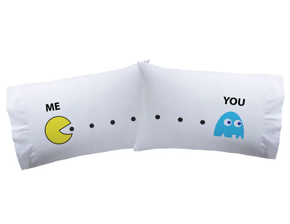 Забавные Pacman Me You Наволочка Набор Милые наволочки для пары постельные