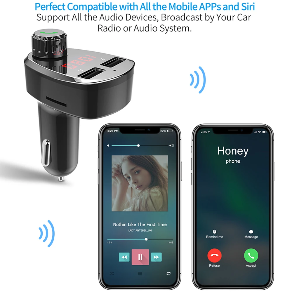 Fm-передатчик Bluetooth автомобильный трансмиссор Handsfree TF модулятор трансмиттер радио