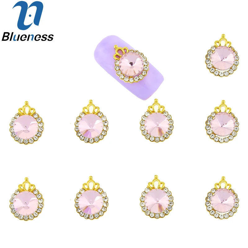 10 шт./лот 3D полый золотой сплав дизайн ногтей Красота корона хрустальные стразы