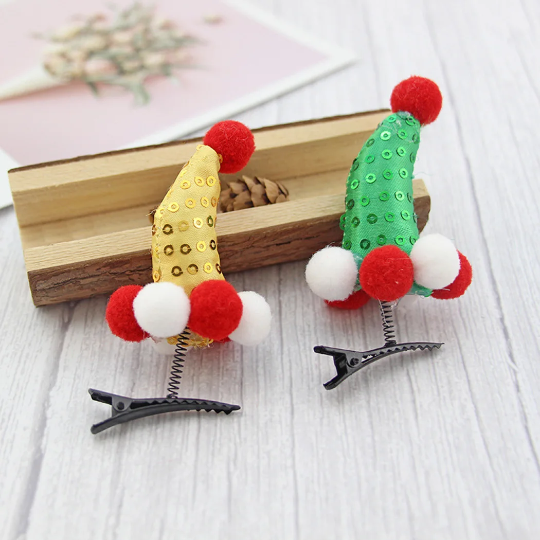 

3 Pairs Christmas Hair Clips Creative Hat Decor Hairpins Xmas Festival Party Headwear for Kids Adult Headbands Christmas Gifts