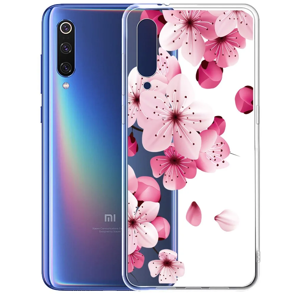 Тонкий прозрачный мягкий чехол из ТПУ с узором для Xiaomi Mi 8 Lite 9 se Max 3 Mix 2S A1 A2 F1 6