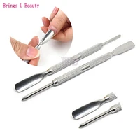 2 way spoon pusher stainless steel cuticle remover sharp end double sided dead skin push nail art tools cuticle manicurepedicure