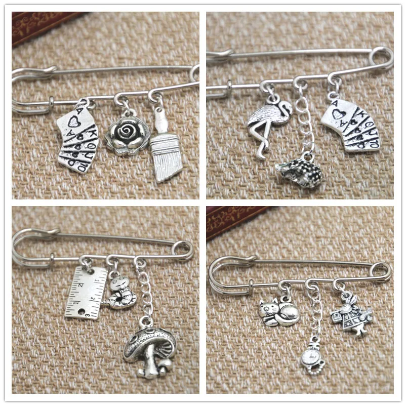 Брошь на булавке Алиса в стране чудес с фламинго Крокетом (38 мм)|alice in wonderland pins|pin