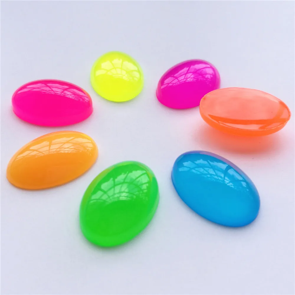 

200 шт./лот 13x18 мм 7 цветов Овальный Кабошон из каучука куполообразные бусины ювелирные изделия Смола с плоским основанием