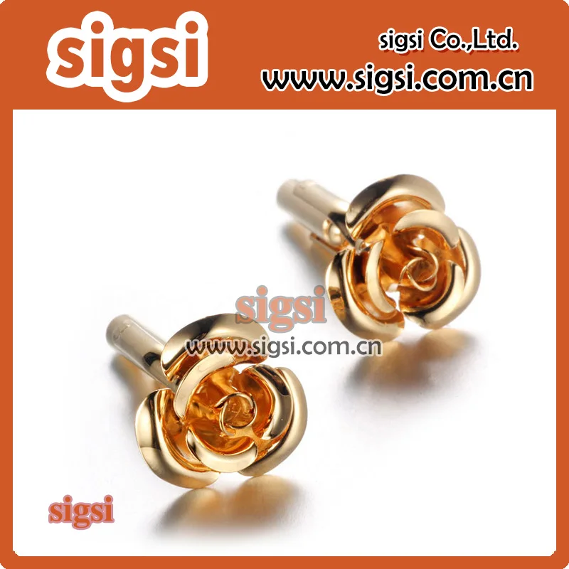

Gold Rose cufflinks Pretty copper jewelry cufflinks