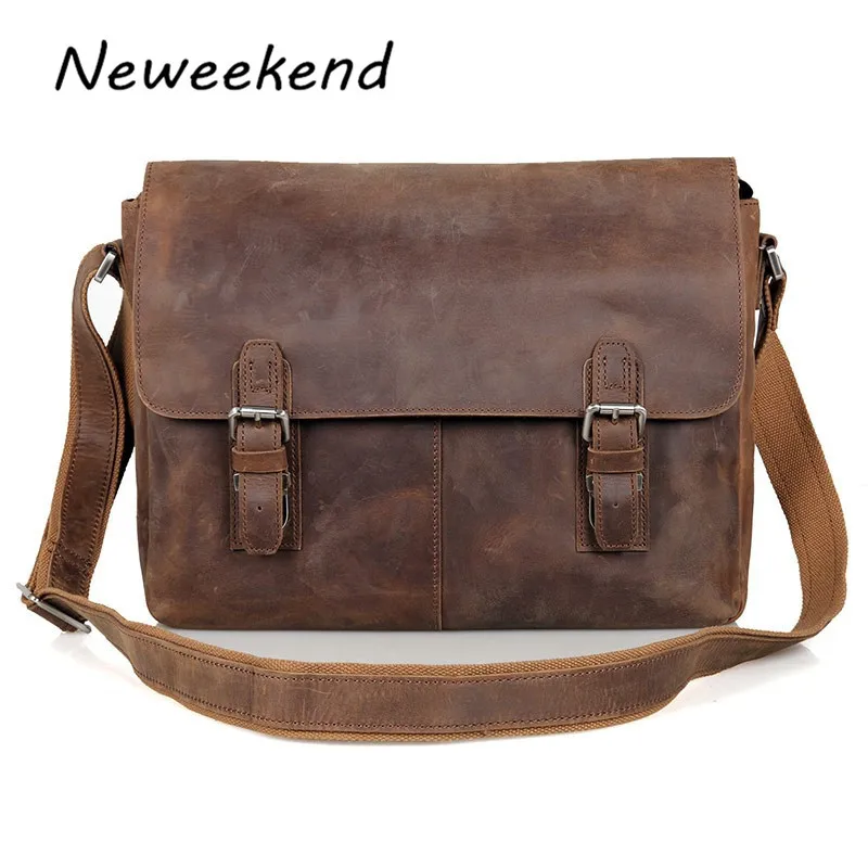 Сумка на плечо мужская из натуральной кожи винтажный мессенджер Крейзи Хорс