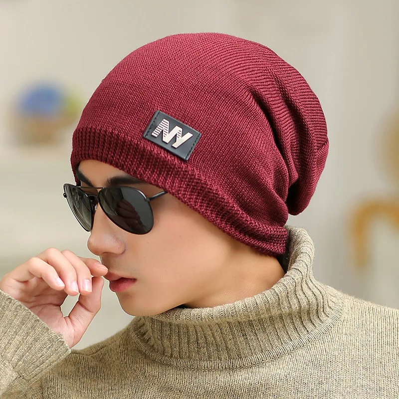 Мужская шапка шапочка s зимние шапки для мужчин вязаные однотонные любимые