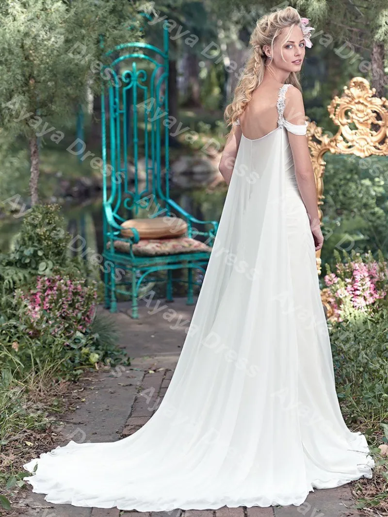 Wejanedress Robe De Mariage шифон Boho Свадебное платье 2017 спинки пляж свадебное со съемной