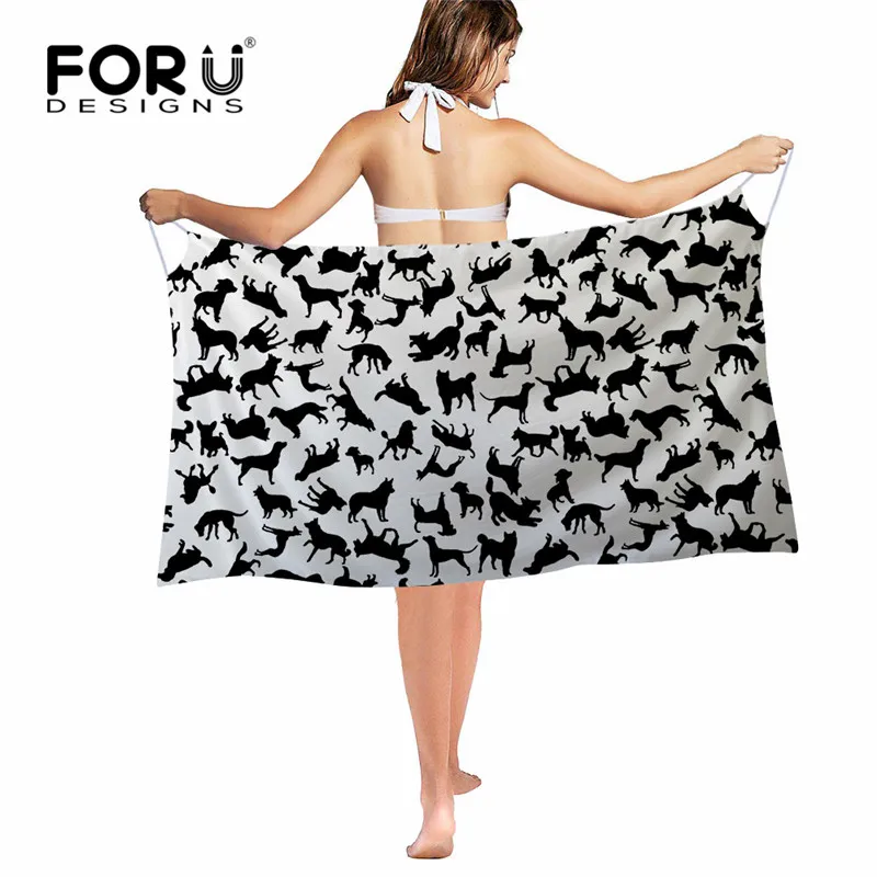 FORUDESIGNS/женские модные шарфы с изображением собаки дизайнерские пляжные тонкие