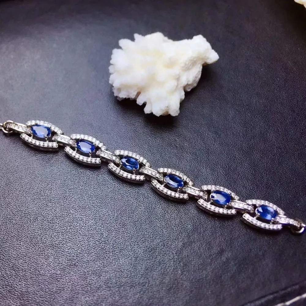 

shilovem 925 silver sterling Natural sapphire Bracelets fine Jewelry trendy new gift party ml0305811agl