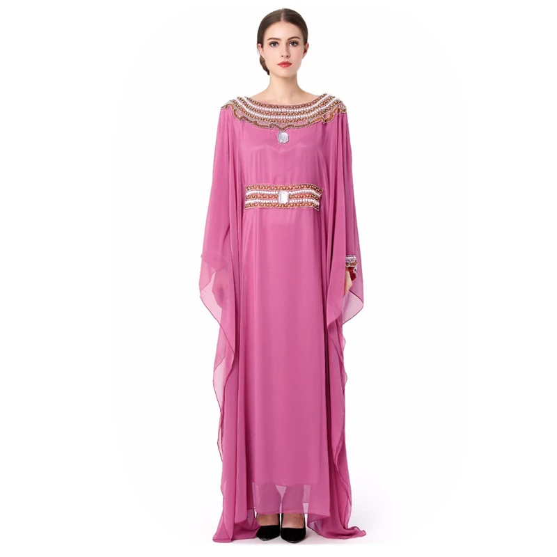 Женские туфли с вышивкой длинные рукава в мусульманском арабском платье