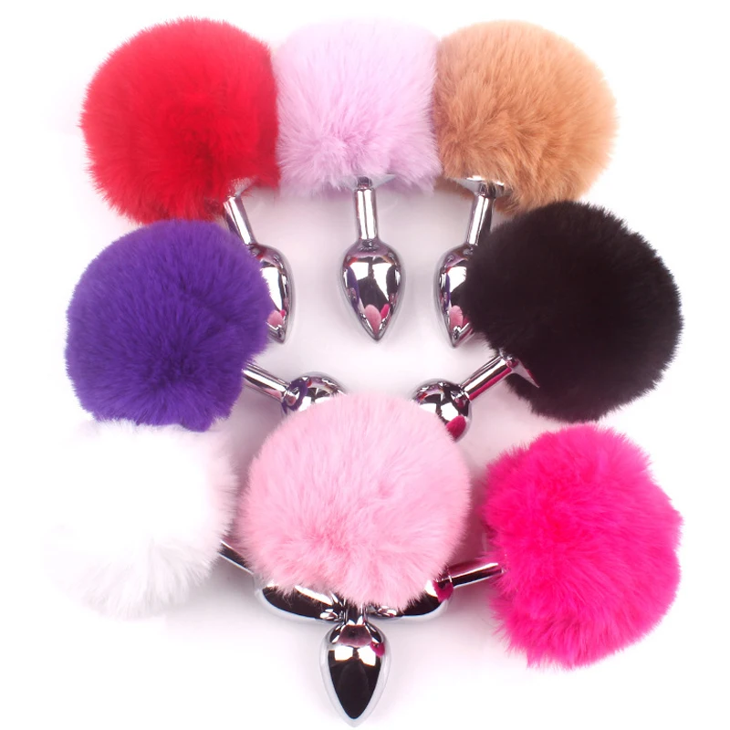 Короткий стиль кролика хвост металлический анальный плагин 8 цветов