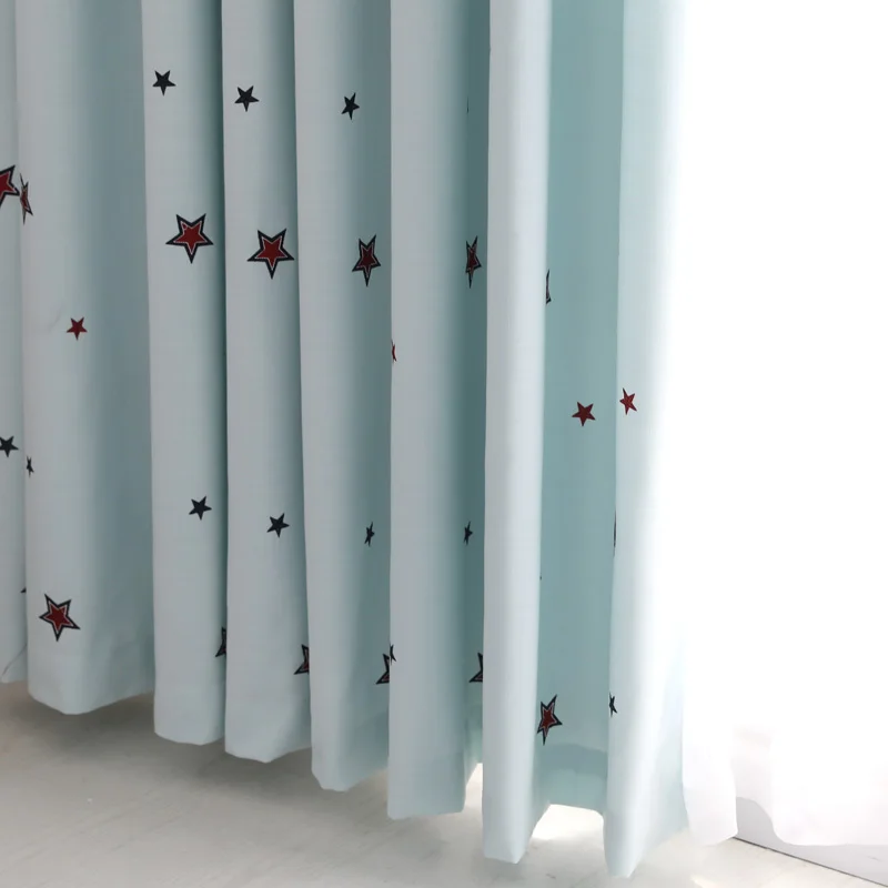 Пользовательские занавески корейские окна звезда хлопок мультфильм Синяя