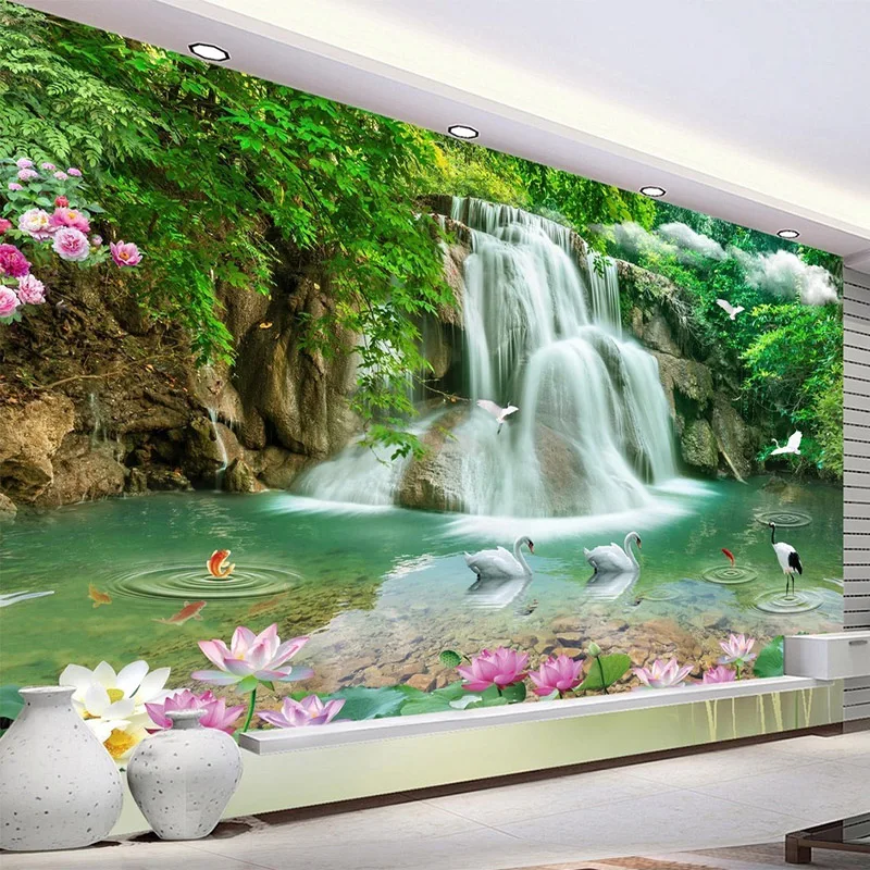 Пользовательские фото обои 3D водопады природа пейзаж фрески гостиная ТВ диван