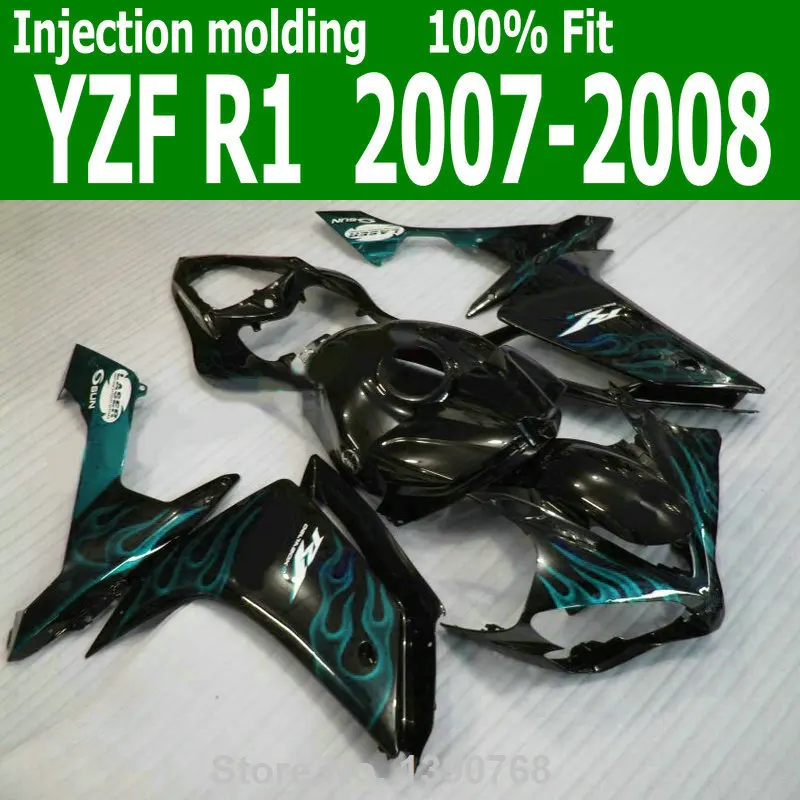 

INJECTION Fairings For YAMAHA YZF R1 07 08 ( Blue flame ) yzfri 2007 2008 fairing kit CQ27