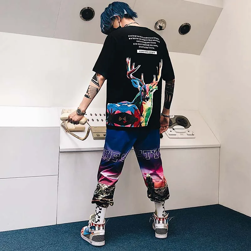 Весна 2019 Новое поступление городской пейзаж 3d принт модные джоггеры Harajuku уличная