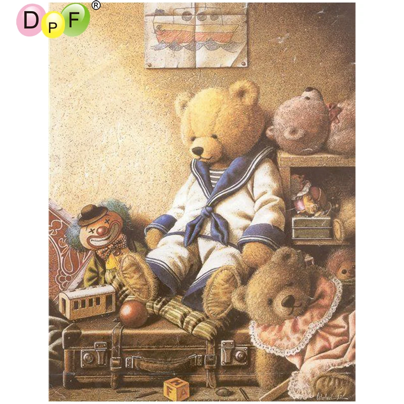 

DPF DIY Teddy bear 5D домашняя декоративная Бриллиантовая мозаика набор квадратная Алмазная картина вышивка крестиком настенная живопись ремесла А...