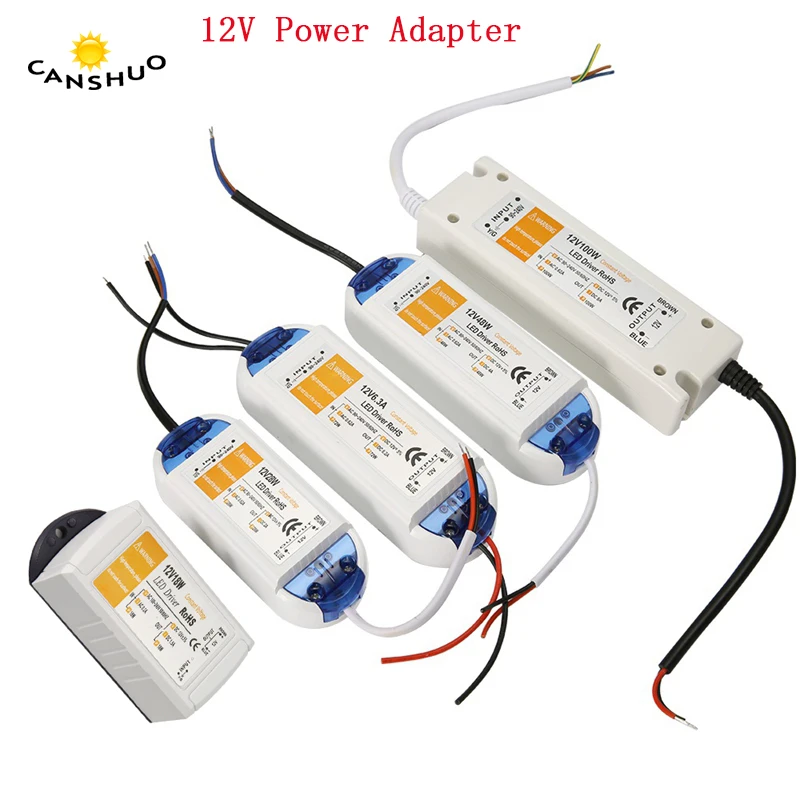 DC12 V блок питания 12 V Светодиодный драйвер 18 W 28 W 48 W 72 W 100 W AC 110 V 220 V до 12 V DC адаптер трансформатора освещения для светодиодной ленты CCTV