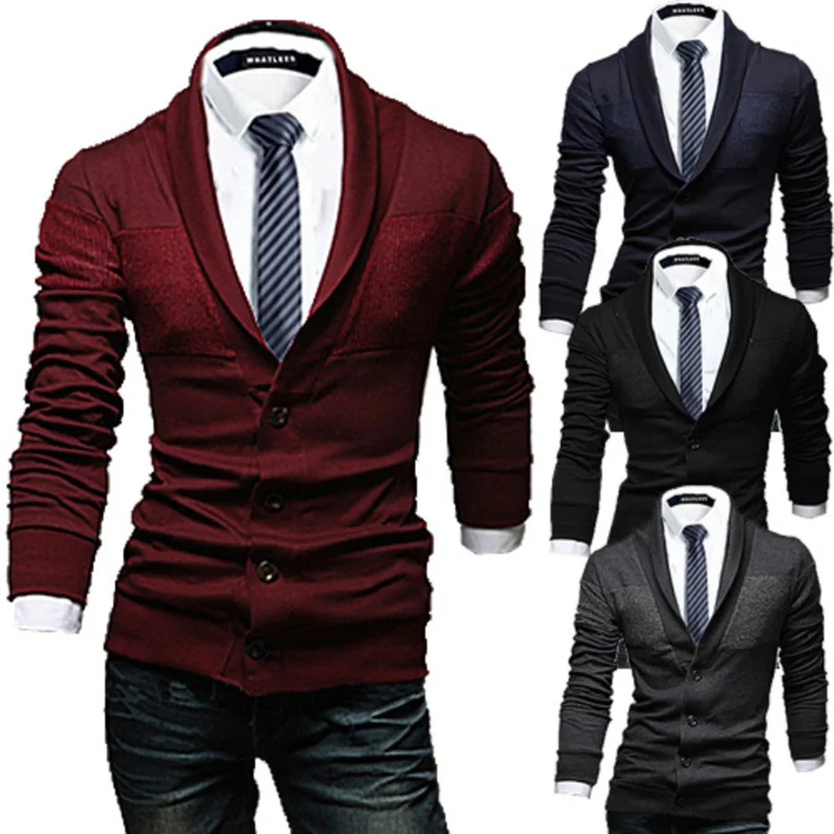 

Zogaa New Men Casual Sweater Slim Lapel Knitted Cardigan Sweaters V Neck Long Sleeve Big Button Mens Sweaters Winter Clothes