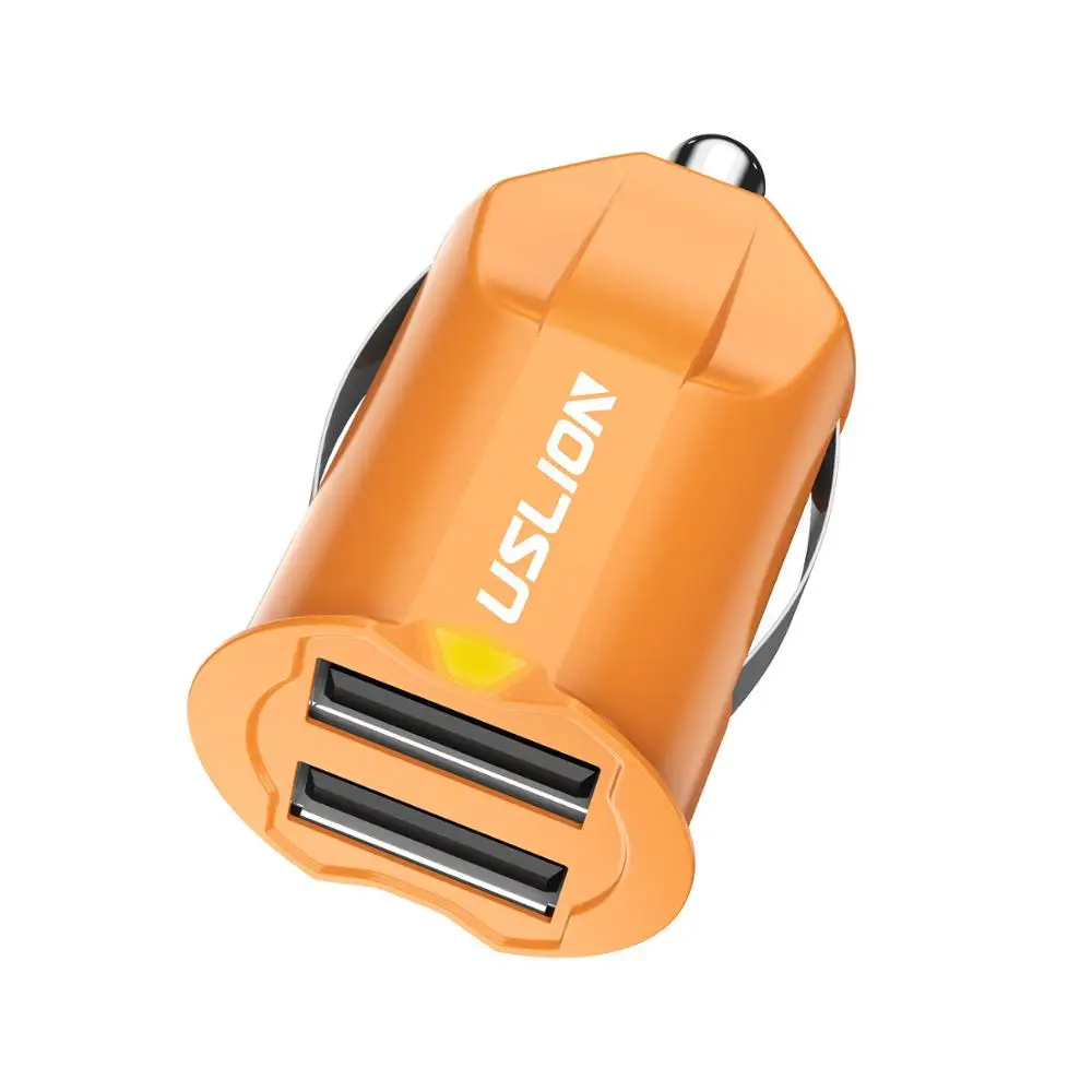 2.1A Orange USLION Mini 2 порта Переходник USB для зарядки в машине для iPhone samsung QC3.0 Быстрая зарядка USB зарядное устройство для мобильного телефона двойной USB Автомобильное зарядное устройство - Тип штекера: 2.1A Orange