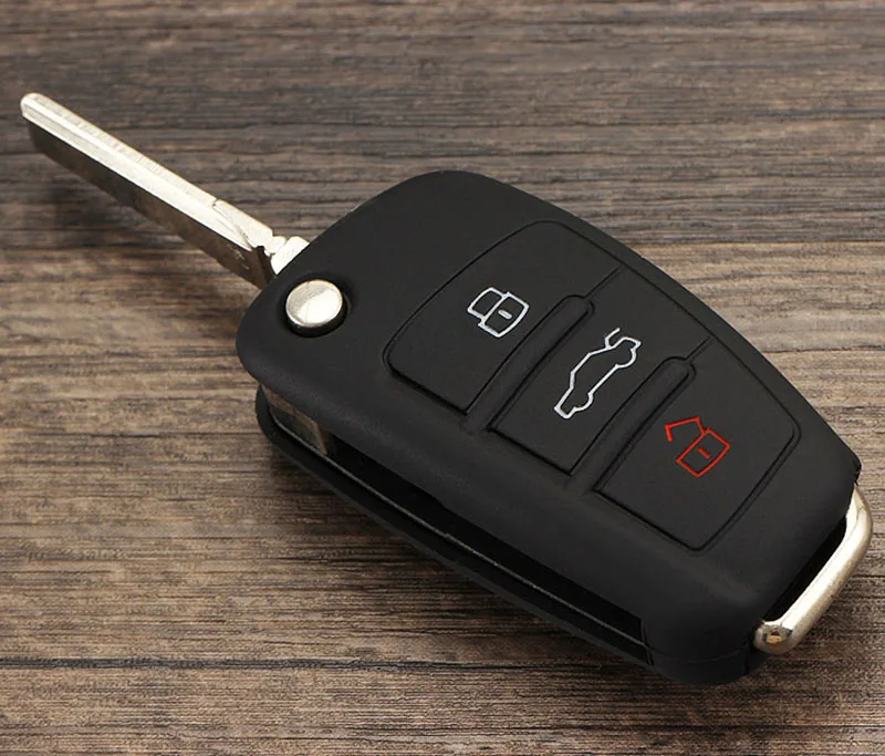 Удаленный силиконовый чехол с 3 ключами флип для AUDI A1 A3 A4 A5 A6 A7 S3 S4 S5 S6 S7 S8 QS5 Q3 Q5 Q7 R8 TT