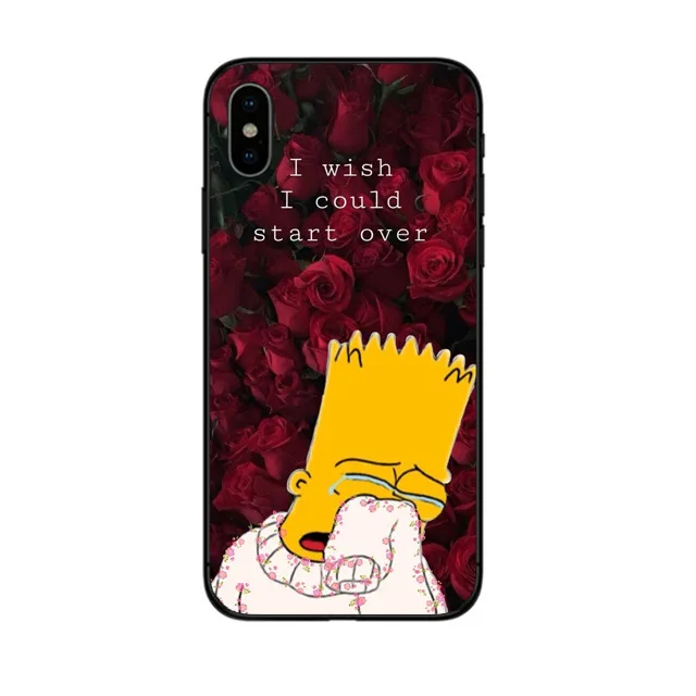 Черный силиконовый чехол для телефона Homer J. Simpson для iPhone 6, 6 s, 7, 8 Plus, X, 10, XR, XS, Max, 5, 5S, SE, Bart, Simpson, забавный мультяшный чехол