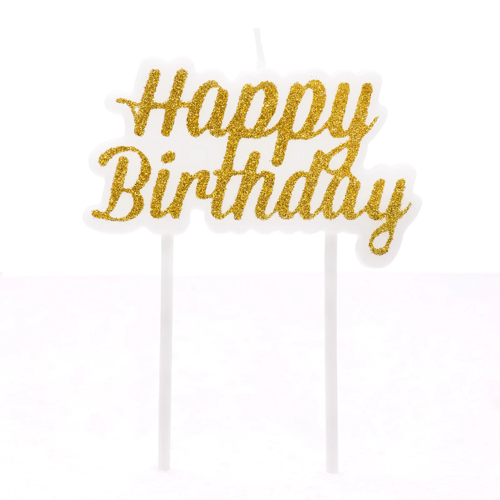 1pc Gold/Silver New Shiny Gold Powder Happy Birthday Candle Local Cake Decoration Letter Baby Supplies | Дом и сад