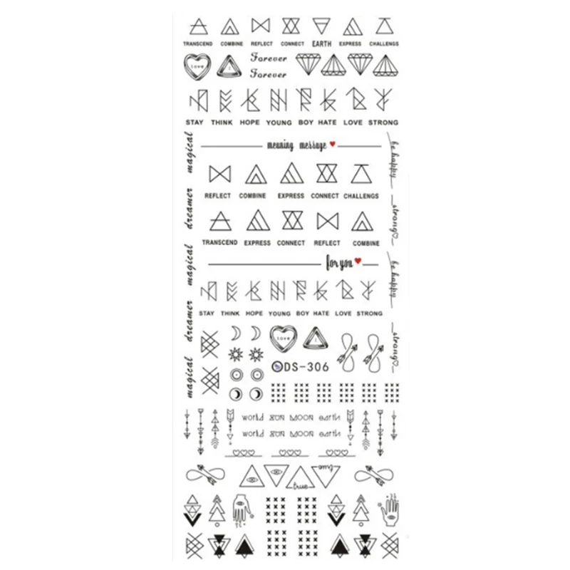 Водная наклейка геометрический стикер передача узор s для ногтей Этнический