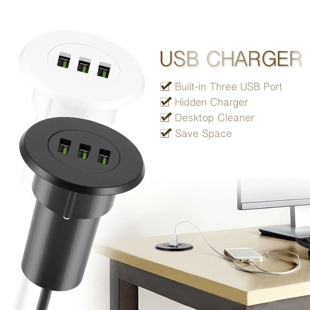 Powstro 3 usb порт зарядное устройство концентратор втулка настольное отверстие USB