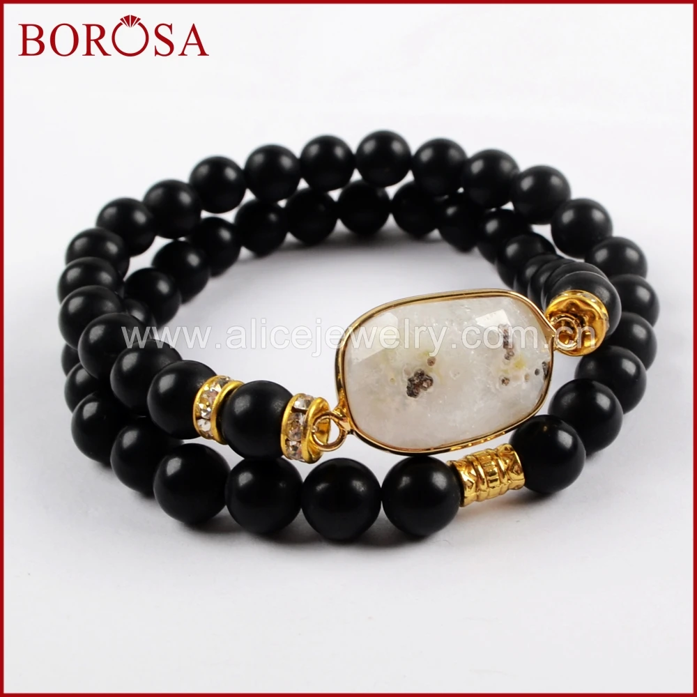 BOROSA 5 шт. золотой цвет натуральный белый Солнечный Кварц Граненый 8 мм каменные