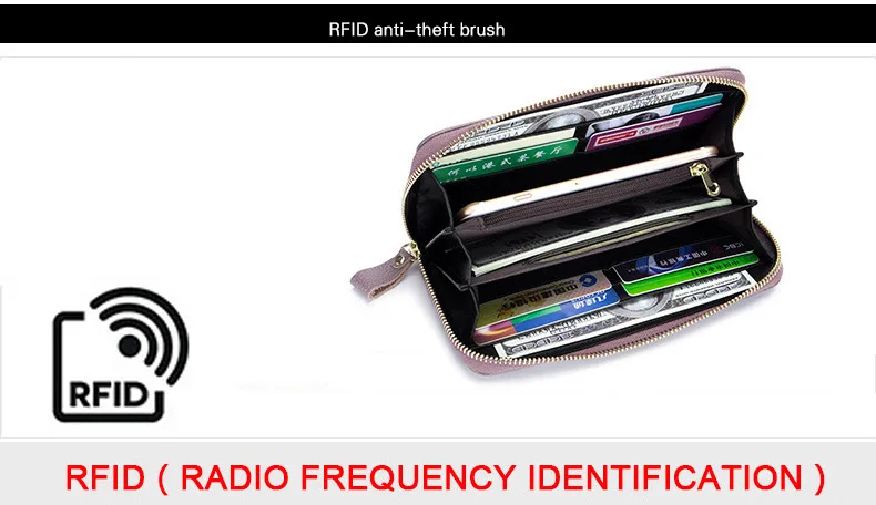 Ручной кошелек Rfid для женщин из телячьей кожи, длинный тисненый кошелек на молнии с листьями, Большой Вместительный многофункциональный кошелек-клатч из воловьей кожи